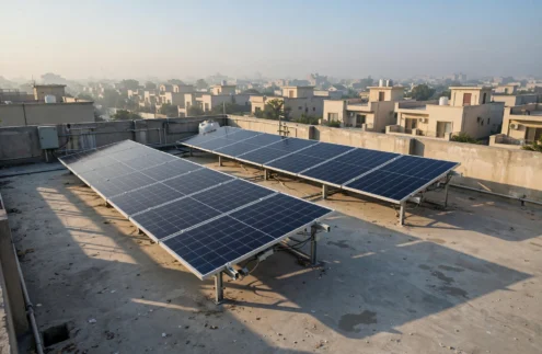 Rooftop solar panel installation in Lahore Pakistan
