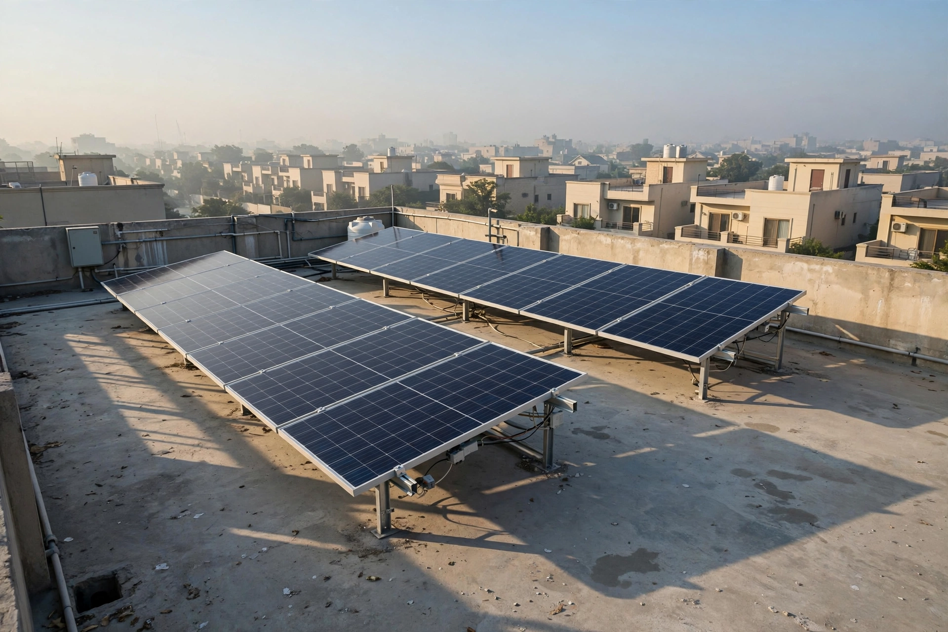 Rooftop solar panel installation in Lahore Pakistan